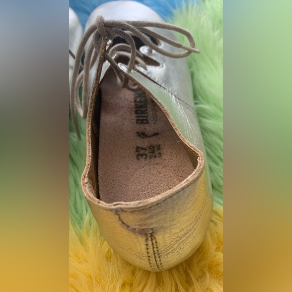 Excellent Condition Pre-Owned, Birkenstock Rye Silver Leather Ballet Flats, Sz 6 - Picture 5 of 9